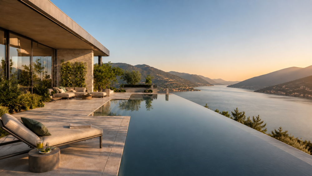Piscina panoramica affacciata sul Lago d’Iseo