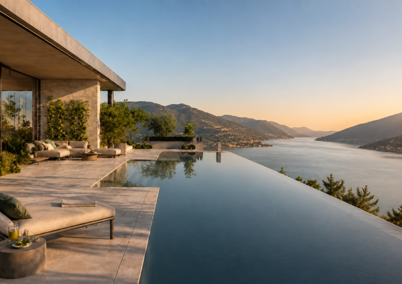 Piscina panoramica affacciata sul Lago d’Iseo